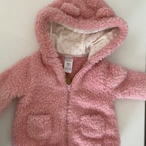 Carter’s 6month pink fuzzy hooded zip up jacket